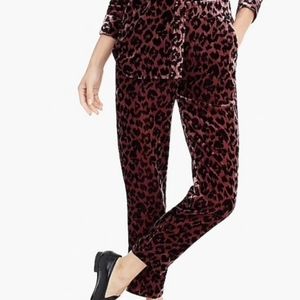 J. Crew Red & Black Velvet Leopard Print Pants